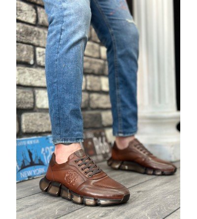 BA0338 İçi Dışı Hakiki Deri Rahat Taban Taba Sneakers Casual Erkek Ayakkabı