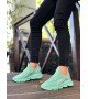 BA0350 Yüksek Taban Tarz Sneakers Cırt Detaylı Mint Yeşili Erkek Spor Ayakkabısı