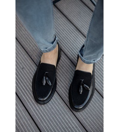 ByselShoes CH002 CST Loafer Pelle Erkek Ayakkabı SIYAH