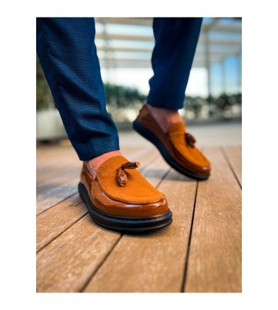 ByselShoes CH002 RST Loafer Verniciata Erkek Ayakkabı TABA