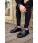 ByselShoes CH003 DST Classica Pelle Di Cuoio Erkek Ayakkabı SIYAH