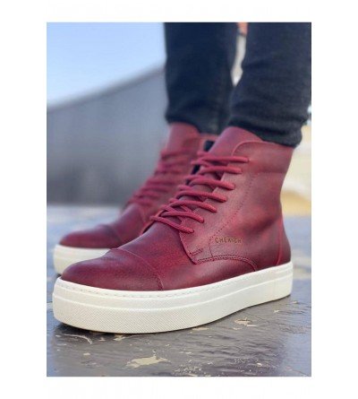 ByselShoes CH029 CBT Vulcanized Lace Up Erkek Bot BORDO