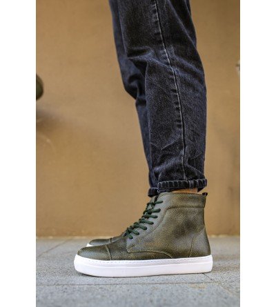 ByselShoes CH029 CBT Vulcanized Lace Up Erkek Bot HAKI