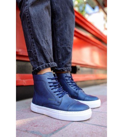 ByselShoes CH029 CBT Vulcanized Lace Up Erkek Bot LACIVERT