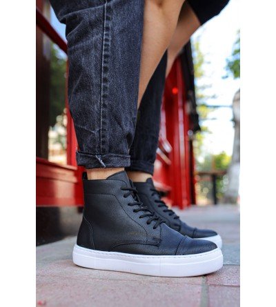 ByselShoes CH029 CBT Vulcanized Lace Up Erkek Bot SIYAH