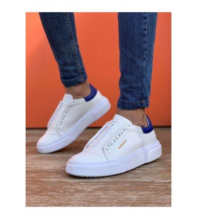 ByselShoes CH092 GBT Zip Style Erkek Ayakkabı BEYAZ/MAVI