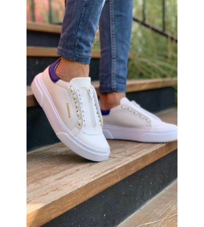 ByselShoes CH092 GBT Zip Style Erkek Ayakkabı BEYAZ/MAVI