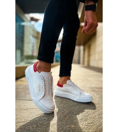 ByselShoes CH092 MBT Zip Style Erkek Ayakkabı BEYAZ/KIRMIZI