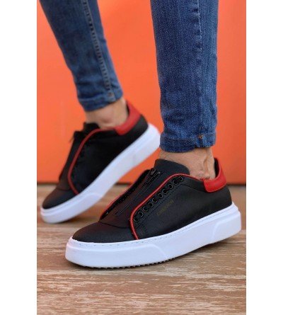 ByselShoes CH092 MBT Zip Style Erkek Ayakkabı SIYAH/KIRMIZI