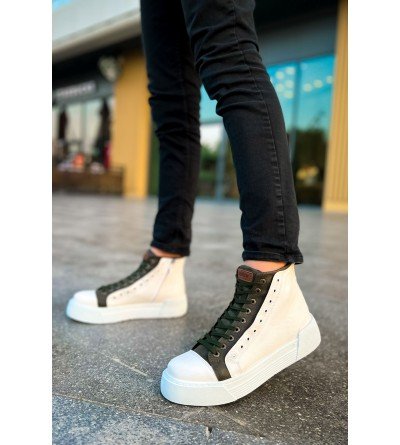 ByselShoes CH167 GBT Blazer Erkek Bot BEYAZ / HAKI