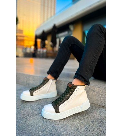 ByselShoes CH167 GBT Blazer Erkek Bot BEYAZ / HAKI