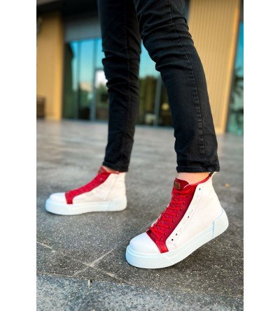 ByselShoes CH167 GBT Blazer Erkek Bot BEYAZ / KIRMIZI