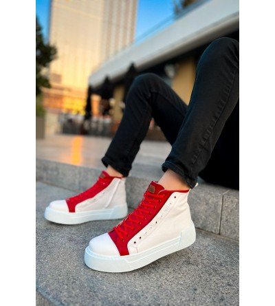 ByselShoes CH167 GBT Blazer Erkek Bot BEYAZ / KIRMIZI