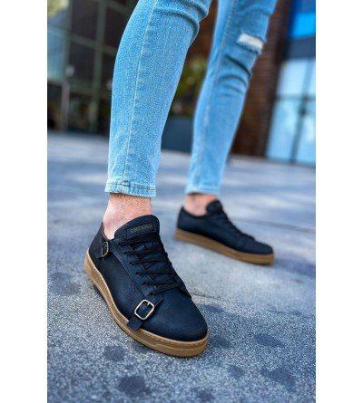 ByselShoes CH191 CKT Side Buckle Erkek Ayakkabı SIYAH