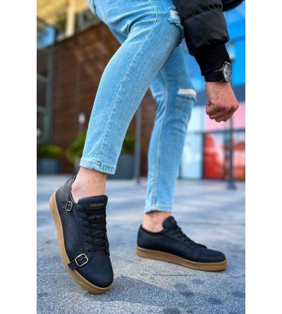 ByselShoes CH191 CKT Side Buckle Erkek Ayakkabı SIYAH