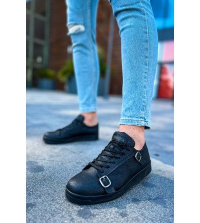 ByselShoes CH191 CST Side Buckle Erkek Ayakkabı SIYAH