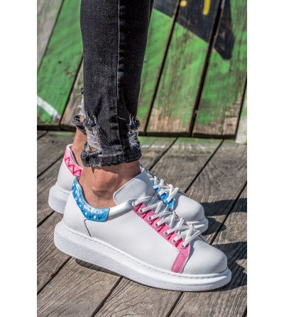 ByselShoes CH254 CBT Pittura Erkek Ayakkabı 420 MAVI-PEMBE ISLEME