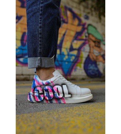 ByselShoes CH254 CBT Pittura Erkek Ayakkabı 486 PEMBE / MAVI COOL