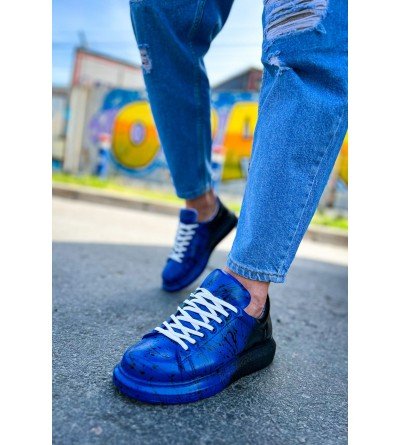 ByselShoes CH254 CBT Pittura Erkek Ayakkabı 545 MAVI SIYAH SPLUSH