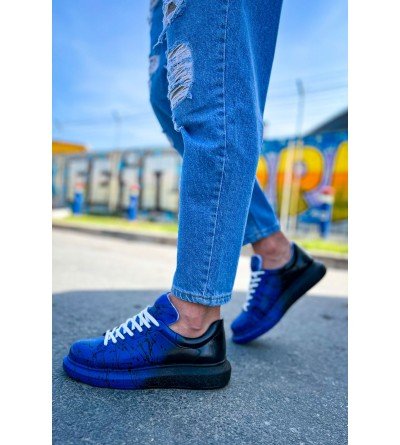 ByselShoes CH254 CBT Pittura Erkek Ayakkabı 545 MAVI SIYAH SPLUSH