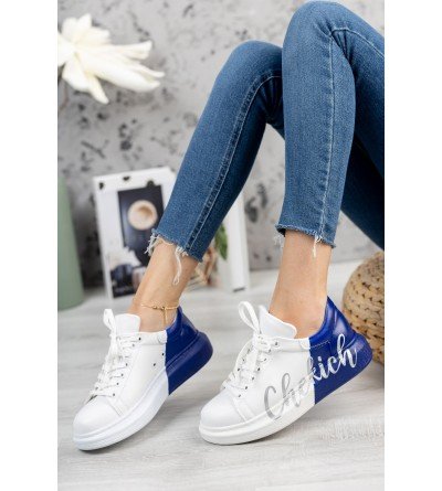 ByselShoes CH254 CBT Pittura Kadın Ayakkabı 430 BEYAZ / MAVI CHEKICH