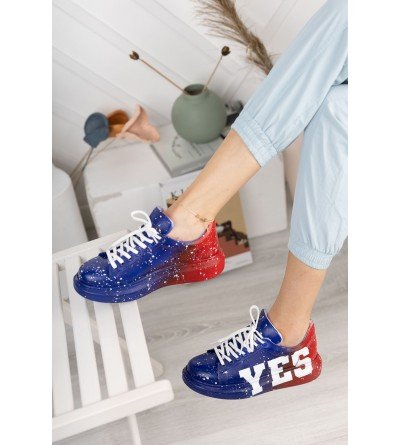 ByselShoes CH254 CBT Pittura Kadın Ayakkabı 441 MAVI / KIRMIZI YES