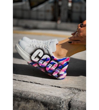 ByselShoes CH254 CBT Pittura Kadın Ayakkabı 486 PEMBE / MAVI COOL