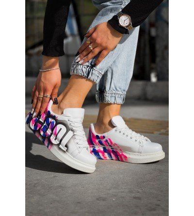 ByselShoes CH254 CBT Pittura Kadın Ayakkabı 486 PEMBE / MAVI COOL