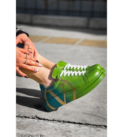 ByselShoes CH254 CBT Pittura Kadın Ayakkabı 491 YESIL / KOYU YESIL V