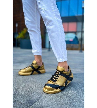 ByselShoes CH254 CST Pittura Erkek Ayakkabı 549 GOLD SIYAH X