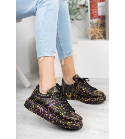 ByselShoes CH254 CST Pittura Kadın Ayakkabı 472 SARI / MOR