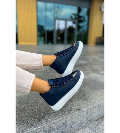 ByselShoes CH267 CBT Roma Mirror Kadın Bot LACIVERT