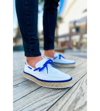 ByselShoes CH311 Espadril Erkek Ayakkabı BEYAZ / SAX MAVI